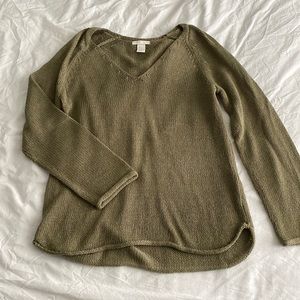 Olive Green V-neck Sweater